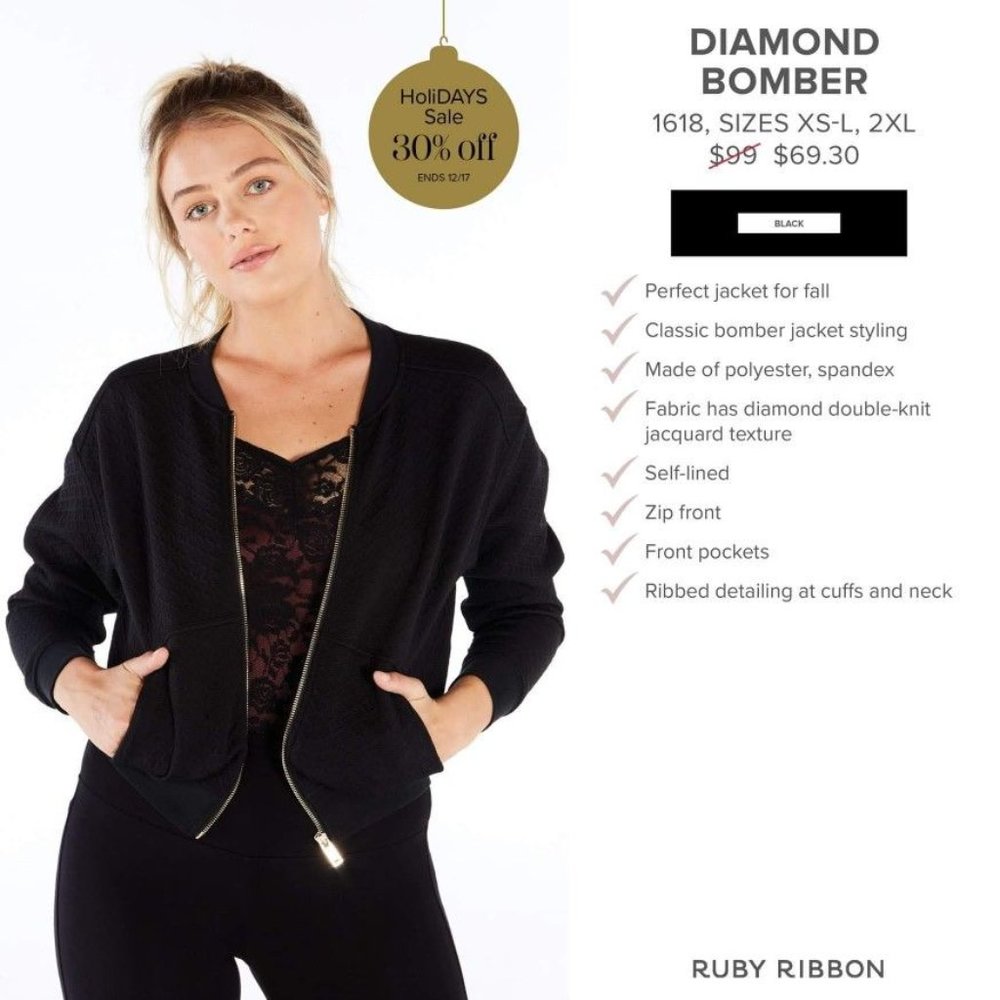 Ruby Ribbon Black Diamond Bomber #1618
